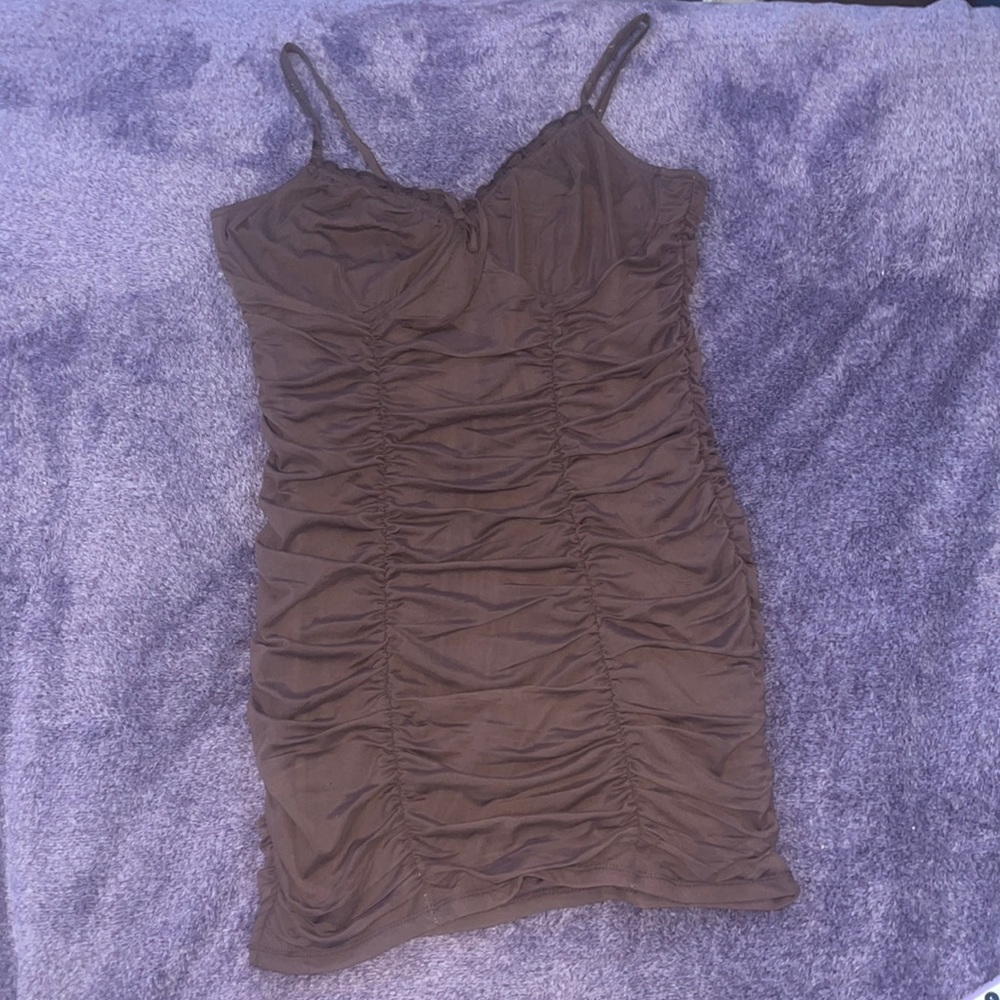 Brown midi dress
